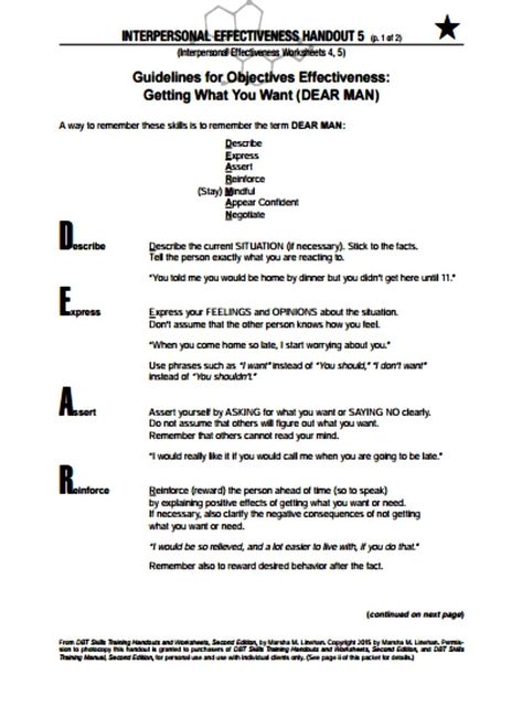 Dear Man Dbt, Dbt Worksheet, Dbt Activities, Dear Man, Dbt Therapy, Interpersonal Effectiveness, Dbt Skills, Interpersonal Communication, Dialectical Behavior Therapy