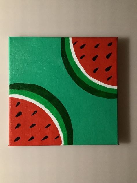 What To Paint When Your Bored, Cute And Easy Canvas Paintings, Colourful Easy Drawings, Watermelon Canvas Painting, Easy Painting Ideas On Mini Canvas, Mini Canvas Painting Ideas Easy, Simply Painting Ideas, Watermelon Painting Acrylics, Panting Photo Ideas Easy