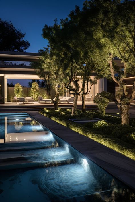 Would you stay at these Luxury Home Designs? Luxury Poolside, House Fever, Luxury Home Designs, Villa Landscape, Glam House, Swimming Pool Landscaping, Architectural Lighting Design, Water Element, Small Pool