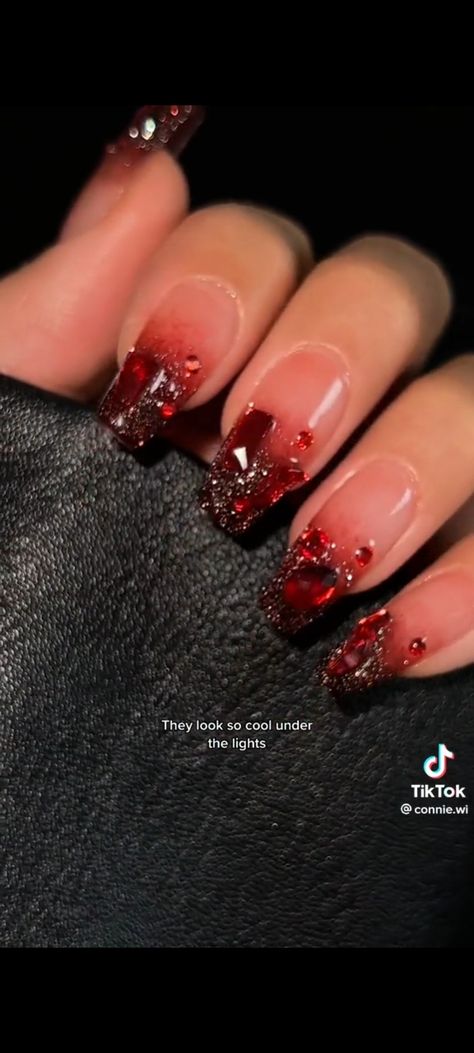 Ruby Nails, Bridal Nails Designs, Red Jelly, Red Nail Designs, Jelly Nails, Kill Bill, Bridal Nails, Prom Nails, Chic Nails