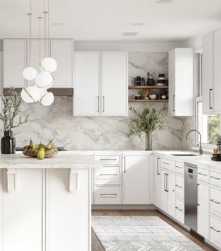 1 new message Latte Kitchen Cabinets, Small Minimal Kitchen, Plain Kitchen Cabinets, Wood Door Frames, Flat Front Cabinets, 10x10 Kitchen, White Oak Kitchen, White Marble Kitchen, Marble Countertops Kitchen