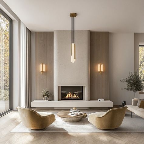 Yeg Infill Design | Our curved plaster fireplace anchors this living room with its modern elegance, blending organic textures and soft lines. A perfect balance... | Instagram Ultra Modern Fireplace, Arch Fireplace Ideas, European Modern Fireplace, Smooth Fireplace, Modern Concrete Fireplace, Fireplace Contemporary, Off Centered Fireplace, Asymmetric Fireplace Wall, Plaster Fireplace With Tv