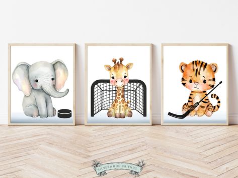 Ice Hockey Nursery Print Hockey Nursery Decor Boys Safari - Etsy Baby Boy Hockey, Hockey Nursery, Sports Nursery Decor, Sports Nursery Theme, Adventure Theme Nursery, Nordic Nursery, Sports Nursery, Hockey Room, Farm Animal Nursery