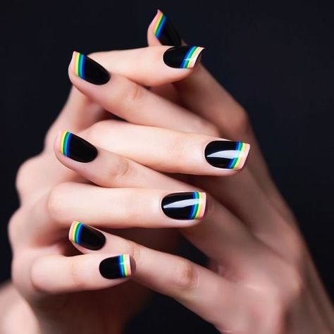 For those who love a pop of color. 🌈 French Pedicure, New Nail Art Design, Nails Yellow, French Manicure Nails, Black Nail Art, Pedicure Designs, French Nail Art, Black Nail Designs, Super Nails