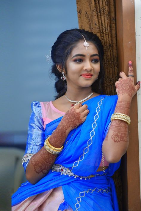 Off Saree Function Stills, Puberty Function Decoration, Puberty Photography, Puberty Function Photography, Puberty Poses, Function Photography, Puberty Function, Haldi Poses For Bride