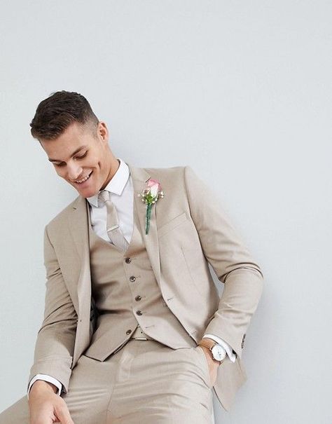 Wedding Suits Men Beige, Suits Men Beige, Best Groom Suits, Tuxedo For Wedding, Beige Suits Wedding, Men's Tuxedo Wedding, Men Tuxedo, Summer Wedding Suits, Wedding Groomsmen Attire