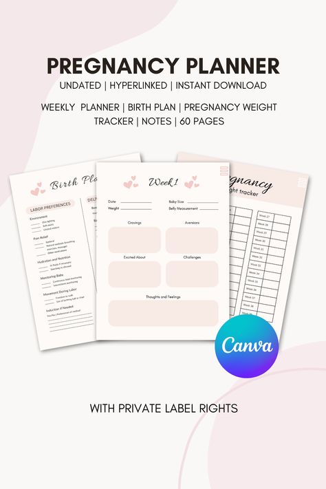 Introducing our 𝐏𝐑𝐄𝐆𝐍𝐀𝐍𝐂𝐘 𝐃𝐈𝐆𝐈𝐓𝐀𝐋 𝐉𝐎𝐔𝐑𝐍𝐀𝐋 With 60 pages packed with prompts, trackers, and insights, this journal is your perfect companion on the journey to motherhood. Instant Download | Digital Planner | Pregnancy Tracker | Weekly Planner | Hyperlinked | Undated Planner | Goodnotes | Ipad | Resell Rights | PLR Weekly Tracker, Pregnancy Tracker, Pregnancy Planner, Weight Tracker, Pregnancy Journal, Undated Planner, Journal Template, Digital Journal, Good Notes