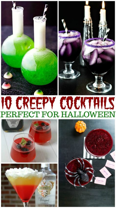 Fun Halloween Cocktails - Family Fresh Meals Halloween Cocktails Recipes, Halloween Smink, Halloween Themed Drinks, Halloween Party Drinks, Recetas Halloween, Recipes Halloween, Dessert Halloween, Halloween Cocktail, Cocktails Recipes