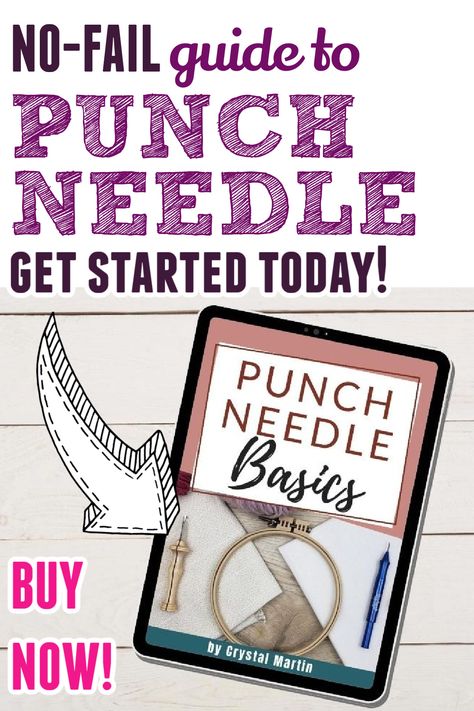 Are you new to punch needle?  Learn everything you need to know in this 80+ page ebook for beginners!  You'll learn what supplies to get, what to avoid, the difference between modern and primitive styles, how to use a punch needle, troubleshooting tips, and how to finish your punch needle project!  Includes instructions for large rug punch needles and small embroidery punch needles.  Learn needle punching today! Needle Punching, French Knot Embroidery, Small Embroidery, Punch Needle Patterns, Punch Needle Embroidery, Needle Punch, French Knots, Ins And Outs, French Knot