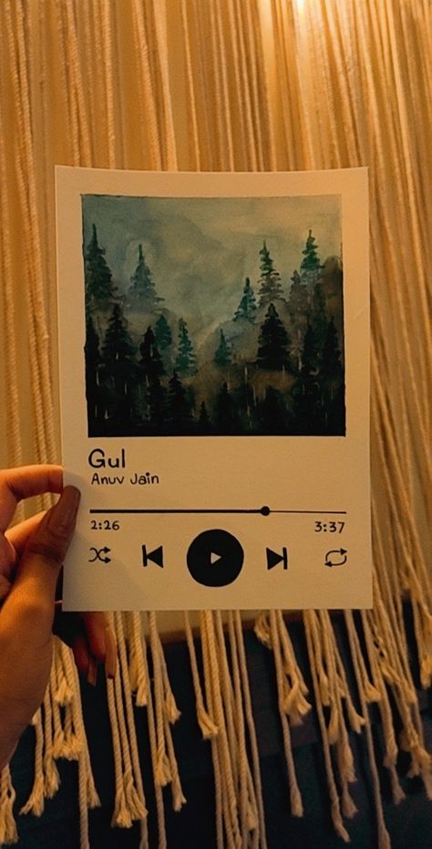 Spotify Playlist Painting Aesthetic, Anuv Jain Gul Song, Music Canvas Art, Spotify Canvas Painting, Gul Anuv Jain, Spotify Painting Ideas, Anuv Jain Gul, Spotify Song Painting, Spotify Polaroid Painting