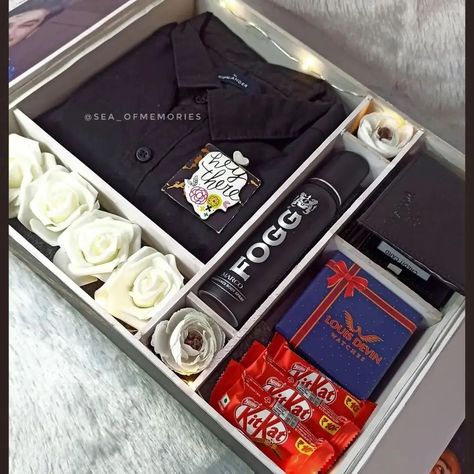 Shirt hamper box 🎁 Best gift for anniversary or birthday 🎂 Dm or WhatsApp on 9022994587 for details 📥 . . #shirthamperbox #hamperbox #birthday #birthdaygiftideas #birthdayhamper #anniversarygiftideas #anniversaryhampers #hampers #giftforgirlfriend #giftforboyfriend #anniversarygift #beautifulgifts #smallbusiness #handmadegifts Diy Gift Hampers For Men, Shirt Box Gift Hamper, Shirt Hamper, Gift Hamper For Him, Anniversary Hamper, Gift Box Men, Diy Birthday Gifts For Him, Hampers For Him, Hampers For Men