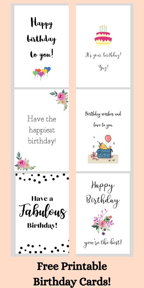 These cute birthday card printable cards for her are so pretty and colorful! Printable free birthday cards are an easy gift! #freeprintables #free #freebirthdaystuff #birthday #freecards #freeart #printablecards Birthday Gift Tags Printable, Teacher Birthday Card, Birthday Card Template Free, Birthday Verses For Cards, Editable Birthday Cards, Free Printable Birthday Cards, Birthday Cards To Print, Happy Birthday Cards Printable, Happy Birthday Printable