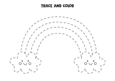 Rainbow Tracing Worksheet, Rainbow Worksheet Preschool, Rainbow Worksheet, Rainbow Tracing, Dot Rainbow, Worksheet Kindergarten, Trace And Color, Tracing Worksheets Free, Kids Worksheet