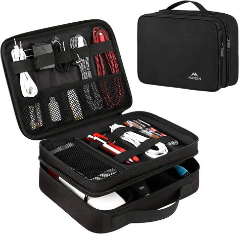 DOUBLE LAYERS & WELL ORGANIZED - This travel electronics organizer is designed with multiple pockets and various size of elastic bands providing great flexibility for organizing electronics accessories such as USB Cable Cord, Flash Drive, Wall Charger, SD Card, Hard Drive, Power Bank, Earbuds, Camera. With a large zipper mesh pockets suitable for ipad mini Organizing Electronics, Electronics Organization Storage, Electronics Organizer, Tech Gifts For Men, Mini Diy, Tech Bag, Electronic Organization, Cable Storage, Electronics Accessories