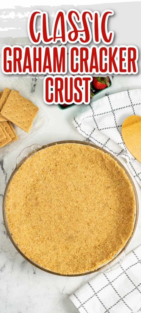 This easy homemade graham cracker crust the perfect base for so many delicious desserts! Skip the store bought crust and whip up this delicious three ingredient homemade pie crust! Gram Cracker Crust Recipe, Grahm Cracker Crust, Graham Wafer Crust, Baked Graham Cracker Crust, Graham Pie, Homemade Graham Cracker, Graham Cracker Crust Recipe, Cracker Pie, Pie Crust Recipe Easy