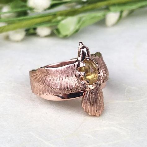 Rose Gold Bird Engagement Ring Sapphire Bird Engagement Ring, Engagement Ring Sapphire, Bird Ring, Bird Rings, Gemstone Collection, Ring Sapphire, Feeling Inspired, Bird Wings, Feel Inspired