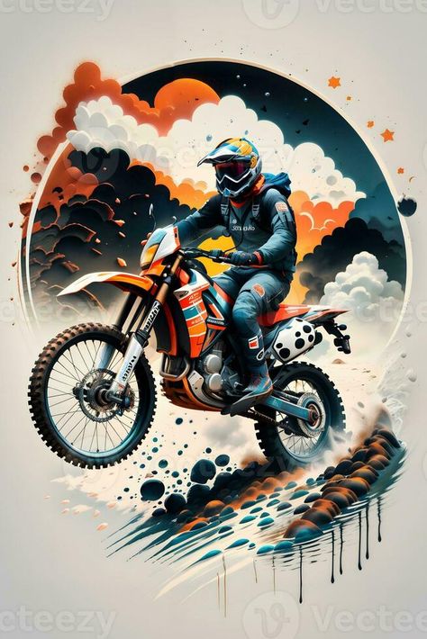 Racing motocross rider with ink style digital painting on sketch for t-shirt print Biker Art Illustration, Motorcycle Art Painting, 6th Birthday Boys, Dirt Biking, Motocross Riders, Bike Poster, Biker Art, Classy Tattoos, Design Tshirt