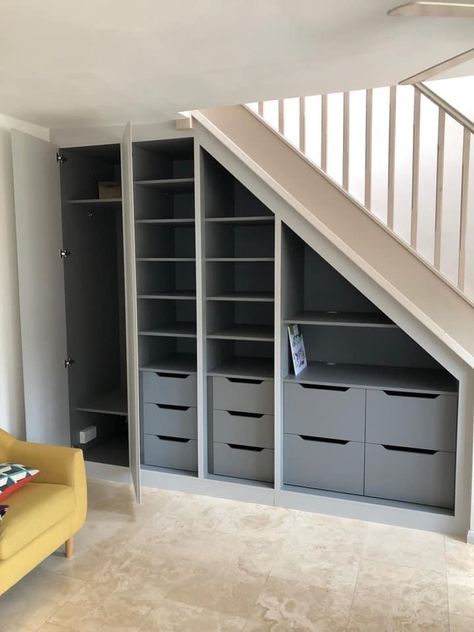 Cabinet Under Stairs, Understair Storage, Under Stairs Storage Solutions, Stairs Decoration, Closet Under Stairs, تحت الدرج, Stairs Renovation, Stairs Makeover, Cozy Nooks