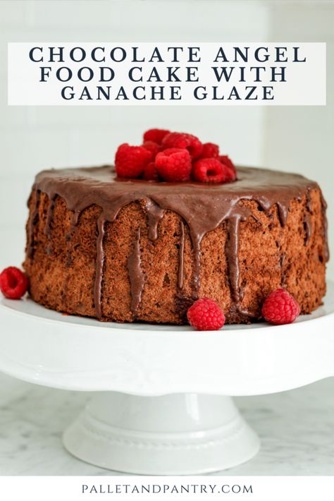 A Super easy & delicious semi-homemade dessert!! #dessert #cake #recipe #angelfood Chocolate Angel Food Cake, Ganache Glaze, Dark Chocolate Cupcakes, Angel Food Cake Mix Recipes, Store Bought Cake, Homemade Dessert, Semi Homemade, Baking Cakes, Angel Cake