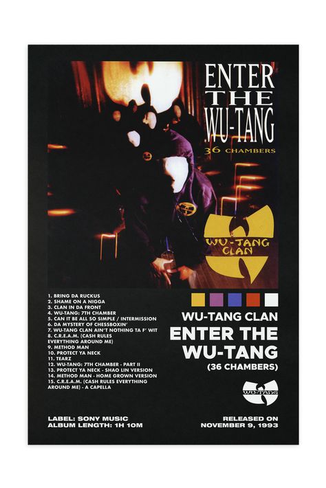 Wutang Clan Album Cover, Wu Tang Clan Album Covers, Wu Tang Clan Poster, Wu Tang Poster, Wu Tang Clan Album, Wu Tang 36 Chambers, Brand Merch, Album Tracklist, Gang Starr