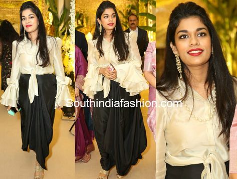 Sreeja Konidela, Sneha Reddy, Shower Photos, Black Drapes, Baby Shower Photos, Draped Skirt, Kundan Earrings, Wedding Function, Sleeves Top