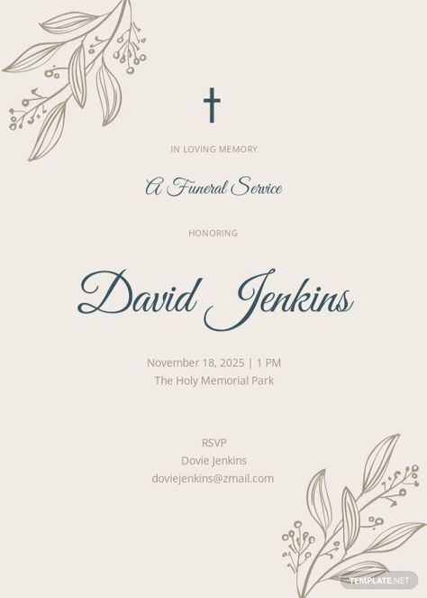 Funeral Cards Template, Funeral Announcement Templates Free, Funeral Invitation Card Design, Funeral Reception, Memorial Service Invitation, Memorial Cards For Funeral, Funeral Announcement, Funeral Ceremony, Funeral Cards