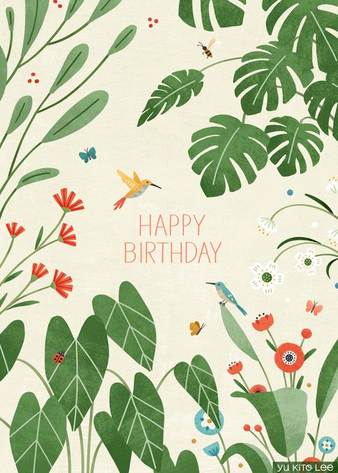 Yu Kito Lee Happy Birthday Postcard, Birthday Postcard, Happy Birthday Art, Birthday Illustration, Greeting Card Collection, Happy Birthday Wishes Cards, Bday Cards, Advocate Art, Birthday Wishes Cards