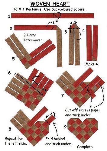 Woven Heart Diagrams | This was done more than 15 years ago.… | Flickr Heart Diagram, Flax Weaving, Paper Folding Crafts, Woven Heart, Penanda Buku, Basket Weaving Patterns, Ornaments Homemade, Paper Weaving, Diy Weaving