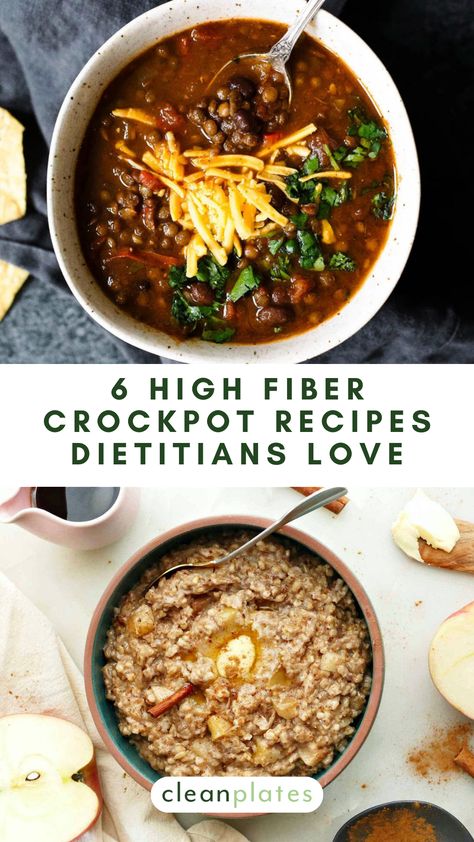 Fiber is essential for a healthy gut, and keeps you feeling full. Whip up high fiber meals easily, thanks to that kitchen hero, the crockpot. High Fibre Diet Meal Plan, High Fiber Recipes For Diabetics, High Fiber Soup Recipes Healthy, Gut Health Crockpot Recipes, Protein And Fiber Foods, Gut Healthy Crockpot Recipes, High Fiber Slow Cooker Recipes, High Fiber Food Recipes, Hi Fiber Food