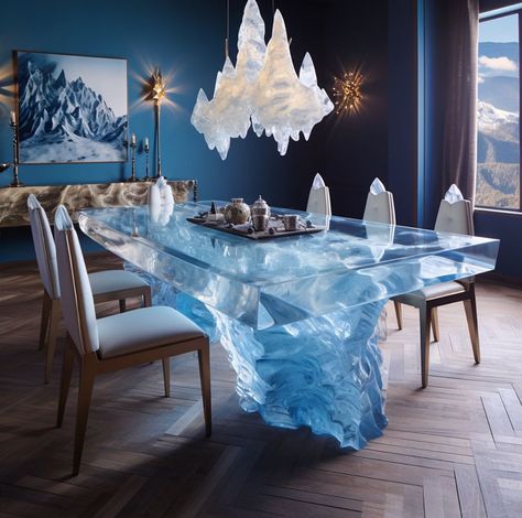 Crystal Kitchen, Frozen Room, Home Bar Setup, Dining Room Interior, Relaxing Art, Table Designs, Luxury Dining Room, Luxury Dining, Luxury Kitchens