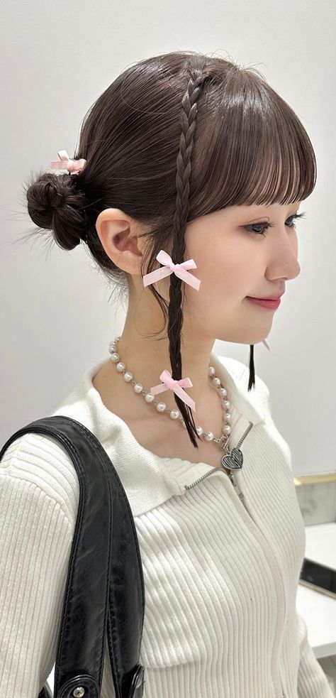 cute hairstyle with bow, boho hairstyle, Adorable hairstyles, cute hairstyle, cute braid with bow, Adorable hairstyles for long hair, cute hairstyles for school, Adorable hairstyles for medium hair, Adorable hairstyles easy, pretty hairstyle, easy cute hairstyles Hairstyles With Small Bows, Small Bow Hairstyles, Cute Buns For Short Hair, Bunny Hairstyle, Braid With Bow, Braids With Bows, Hairstyle With Bow, Easy Cute Hairstyles, Cute Side Braids