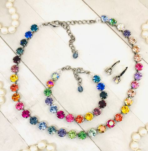 International Gifts, Bridal Packages, 2023 Wishlist, Rainbow Necklace, Bright Rainbow, Color Rainbow, Rainbow Crystal, Crystal Choker, Everyday Necklace