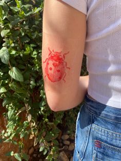 Red Ladybug Tattoo, Ladybug Tattoo, Lady Bug Tattoo, Tatting, Tattoos, Red