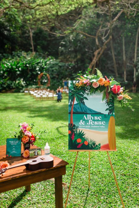 Luau Wedding, Hawaii Party, Hawaiian Wedding, Floral Arch, Welcome To The Party, Farm Table, In The Beginning, Hawaii Wedding, Sweet Couple