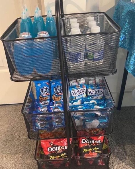 Snack In Room Ideas, Snack Setup For Room, Snack Bar For Bedroom, Snack Bar Nail Room, Nail Room Snack Bar, Snack Area In Salon, Snack Cart For Room Aesthetic, Mini Snack Bar In Bedroom, Food Cart For Room