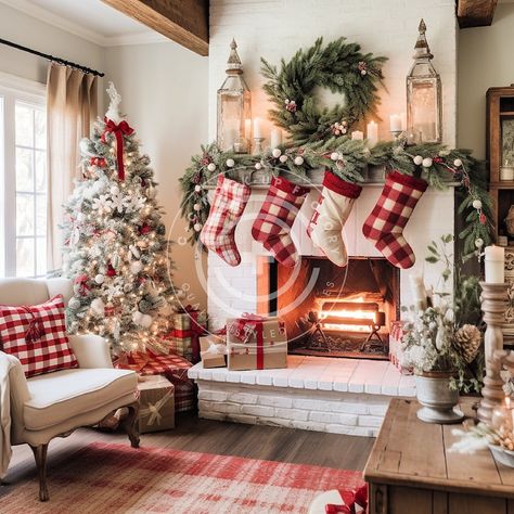 Christmas Living Room Stock Photo Mockup Image French Country Christmas Cottage Aesthetic, Holiday Decor Mockup, Holiday Living Room Image - Etsy French Country Cottage Christmas, Natal Country, Holiday Living Room, Aesthetic Holiday, Christmas Entryway, French Country Christmas, Christmas Stock Photos, Christmas Living Room, Cottage Aesthetic