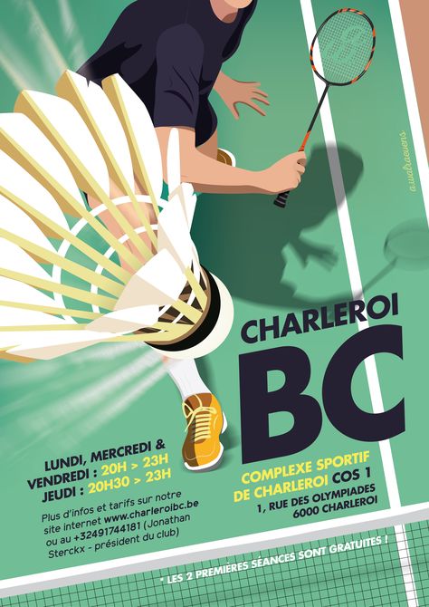 Illustrated Flyer Design, Sports Poster Graphic Design, Badminton Creative Ads, Logo Poster Design Ideas, Badminton Posters Design Ideas, Sporty Poster Design, Sports Posters Design, Sport Poster Illustration, Best Poster Design Creative