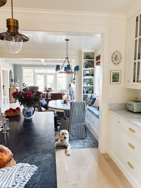 Our Kitchen Before and After (with photos of the kitchen and dining room swap!) - The Inspired Room Coastal Cottage Kitchen, Eating Room, Parsons Dining Chairs, Tiny Cottage, Kitchen And Dining Room, Keeping Room, Rattan Dining Chairs, Christmas Room, Dining Nook