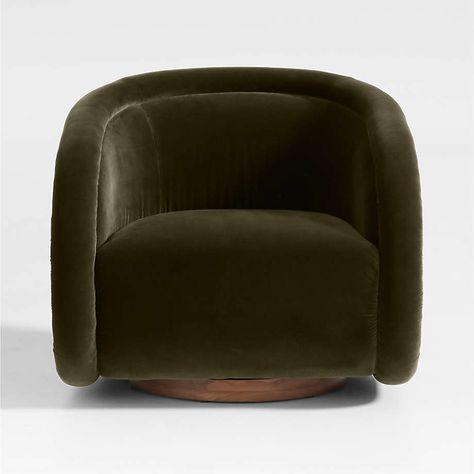 Medoc Swivel Chair | Crate & Barrel Wingback Accent Chair, Deep Sofa, Queen Upholstered Bed, Swivel Chair Living Room, Velvet Accents, Velvet Accent Chair, Swivel Barrel Chair, Swivel Chairs, Swivel Accent Chair