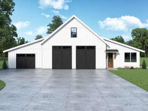 090G-0012: RV Carriage House Plan with Garage, Workshop, and Bonus Room Garage Outdoor Kitchen, Shop And House Combo Plans, Detached Garage Plans, Cottage Landscaping, Wrap Around Porches, Home Basketball Court, 1 Bedroom House Plans, One Car Garage, Garage Apartment Plan