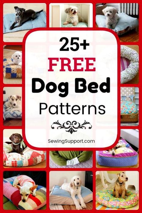 Dog Bed DIY. 25+ free dog bed sewing patterns, projects, and tutorials for fabric dog beds and pillows. Many simple and easy designs. Instructions for how to make your own homemade dog bed. #Dog #Bed #Diy #Sewing #Projects Dog Bed Sewing, Dog Bed Pattern, Diy Dog Bed Pillow, Dog Bed Diy, Dog Bed Sewing Pattern, Easy Dog Bed, Pet Bed Pattern, Dog Beds Homemade, Dog Clothes Patterns Sewing