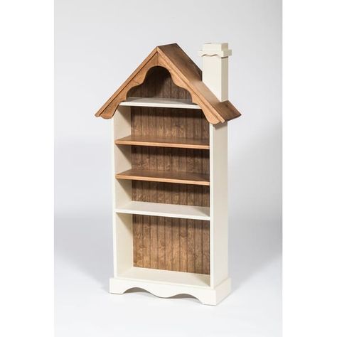 Doll House Bookcase - On Sale - Bed Bath & Beyond - 35450298 House Shaped Bookshelf, Doll House Bookshelf, Boho Bookcase, Skoolie Living, House Bookcase, Cottagecore Nursery, Dollhouse Bookcase, Vintage Kids Room, House Shelves