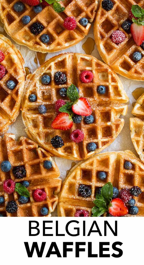 Belgian Waffles - the ultimate waffle recipe! These are light, tender and fluffy on the inside and deliciously crisp on the outside. One of the tastiest breakfast recipes! #waffles #breakfast #brunch #wafflerecipe #belgianwaffles Best Belgian Waffle Recipe, Recipes Waffles, Belgian Waffle Recipe, Waffle Batter, Waffles Breakfast, Dessert Restaurant, Belgian Waffles Recipe, Belgium Waffles, Waffle Maker Recipes