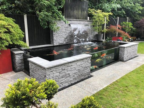 Fence Edging Ideas, Fall House Decor, Koi Pond Backyard, Fence Edging, Fish Ponds Backyard, Cladding Ideas, Tanaman Air, Koi Pond Design, Kolam Koi