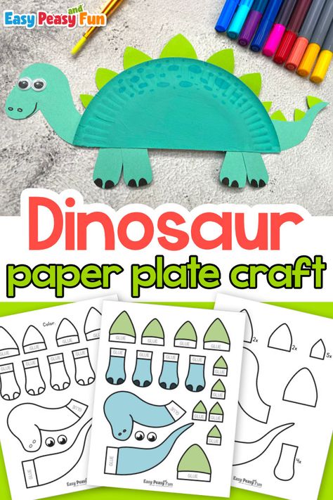 Create Your Own Dinosaur Craft, Dinosaur Easy Crafts, Dinasour Preschool Craft, Dinasour Art And Craft, Dino Paper Plate Craft, Paperplate Dinosaur, Dinosaur Day Activities, Dinosaur Daycare Theme, Dinosaur Plate Craft