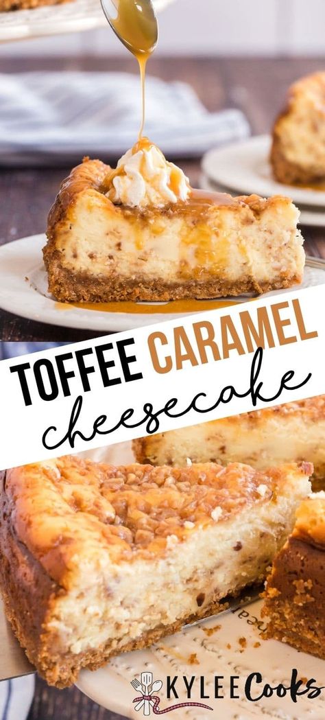 Toffee Cheesecake Recipes, Toffee Dessert, Toffee Cheesecake, Caramel Cheesecake Recipes, Mini Pumpkin Cheesecake, Cream Caramel, Cheesecake Pudding, Caramel Cheesecake, Toffee Bits