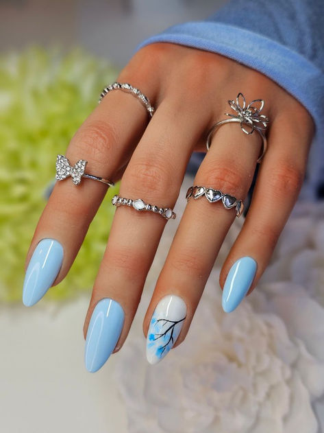 Going Out Nails Ideas, Light Blue Nail Designs 2024, Nails Light Blue Design, Nails Dark Blue And White, Acrylic Pastel Nails, Pastel Blue Nails Design, Nail Art Pastel Colors, New Nail Art Designs Trends, Ongles Nail Art