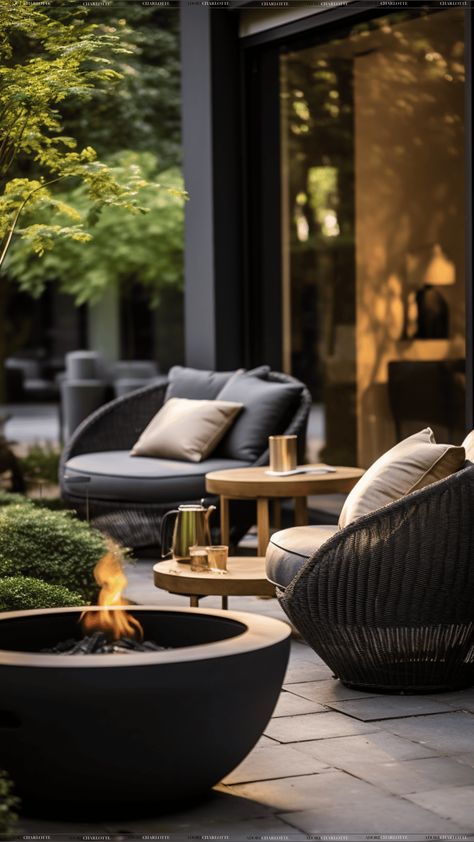 5 Brilliant Ways to Upgrade Your Outdoor Area - Adore Charlotte Backyard Fire Pit Ideas Lounge Areas Outdoor Living, Cozy Backyard Ideas, Zen Balcony, Modern Outdoor Decor, Modern Gazebo, Cozy Backyard, Vintage Lanterns, Rustic Retreat, Backyard Fire