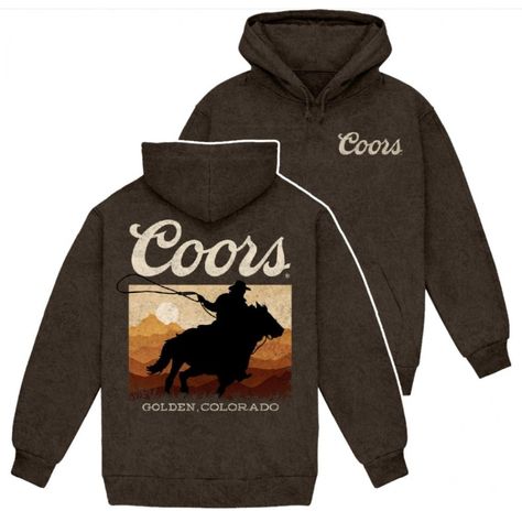 Nwt Ride Into The Horizon With The Coors Cowboy Western Sunset Mineral Wash Pull-Over Hoodie, Where Rugged Western Aesthetics Meet The Comfort Of Modern Fashion. This Isn't Just A Hoodie; It's A Statement Piece That Blends The Timeless Charm Of The Cowboy Spirit With The Contemporary Allure Of Mineral Wash Fabrics. Coors Logo, Coors Cowboy, Western Sunset, Western Aesthetics, Cowboys Hoodie, Casual Country Outfits, Southern Outfits, Country Style Outfits, Western Wear Outfits