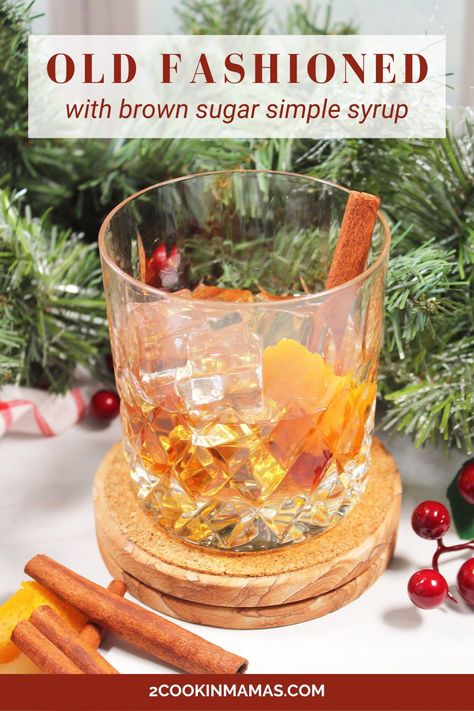 This Old Fashioned with brown sugar simple syrup is the perfect drink for the holidays or cozying up to a fire on a cold night. Combine bourbon with brown sugar syrup and a touch of bitters for a cocktail that exudes smoothness, subtle sweetness, and a hint of caramel-like flavor. This easy-to-make, comforting drink strikes the perfect balance— not too strong, not too sweet, just incredibly delicious. #brownsugaroldfashioned Brown Sugar Simple Syrup, Bourbon Old Fashioned, White Russian Recipes, Thanksgiving Cocktail, Simple Syrup Cocktails, Apple Bourbon, Desserts In A Glass, Old Fashioned Drink, Brown Sugar Syrup